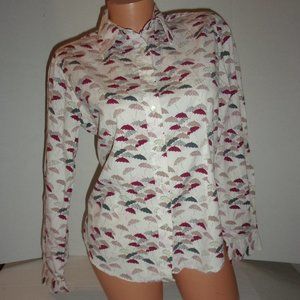 Burberry London Button Down Shirt White - Pink Clouds - Umbrellas